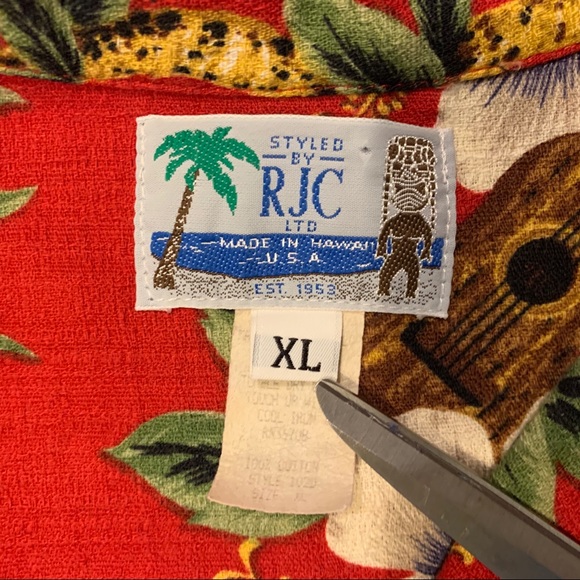 🌴 RJC Hawaiian Barkcloth Shirt Ukulele size XL 🌴 - Picture 10 of 12